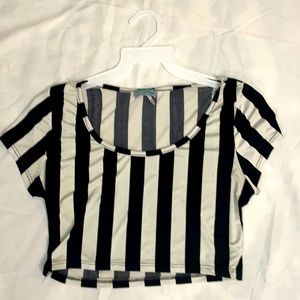 Black and white striped crop top